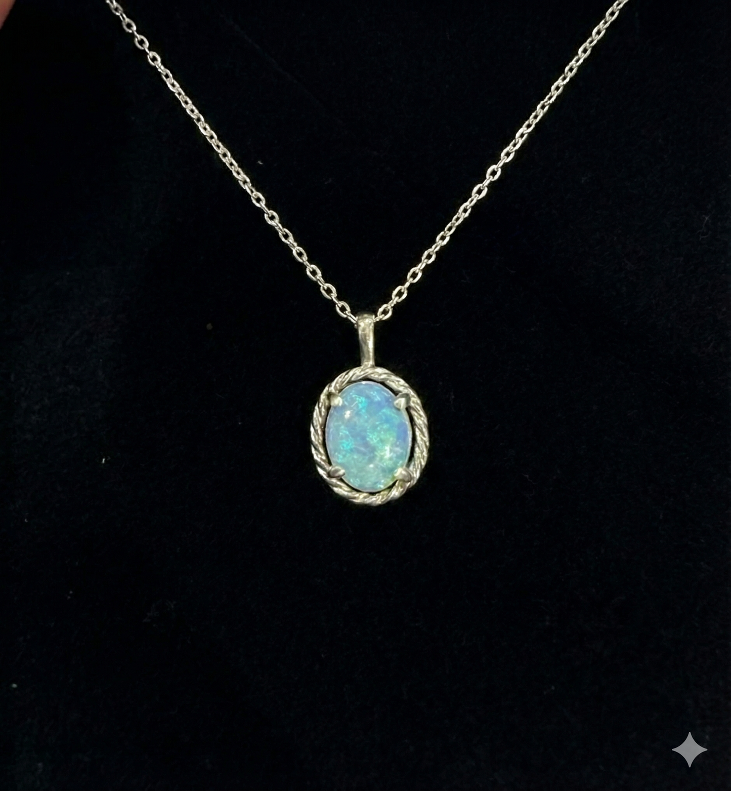 1.25 ct Australian Blue Green Opal Pendant (Silver)