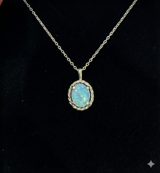 1.25 ct Australian Blue Green Opal Pendant (Silver)